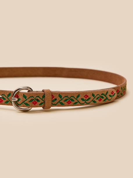 Ceinture brodée en cuir fille Camel 3 - vertbaudet enfant 