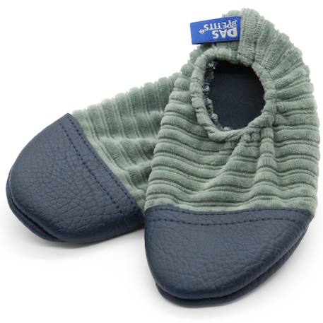 Chaussons bébé d’intérieur en velours doux Vert 1 - vertbaudet enfant 