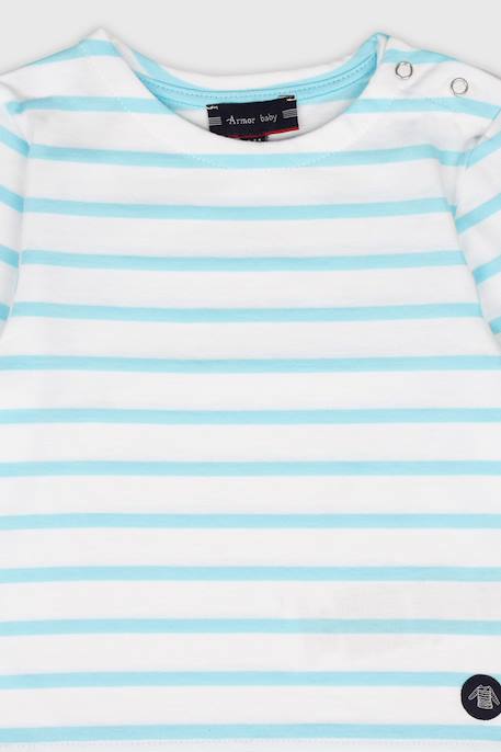 Marinière en coton léger bébé Blanc/ peach nectar+Blanc/detroit+Blanc/placid blue 4 - vertbaudet enfant 