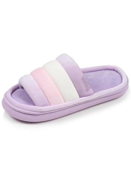 Chaussons mules ouvertes velours semelle bloup xtra confort Bleucanard+Léopard camel+Multicolor+Vertamande 18 - vertbaudet enfant 