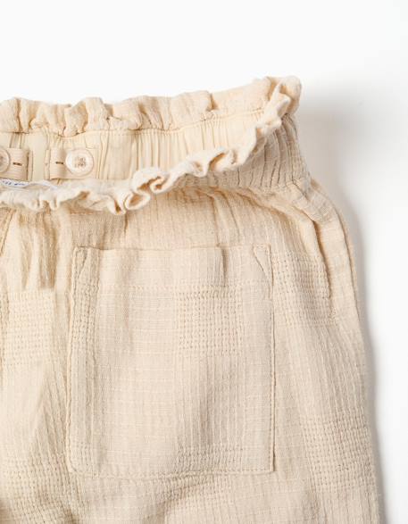 Pantalon large en coton dobby avec ceinture Blanc 3 - vertbaudet enfant 