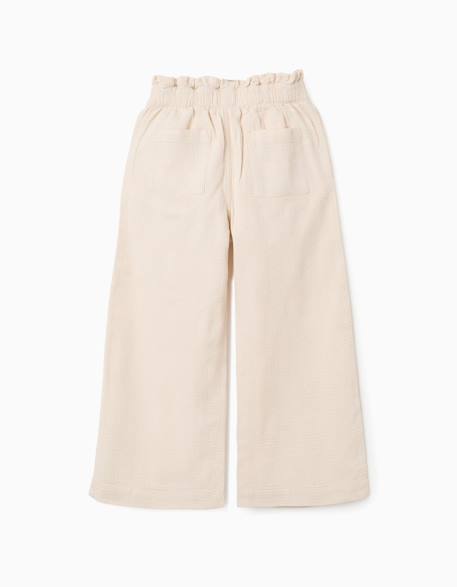 Pantalon large en coton dobby avec ceinture Blanc 2 - vertbaudet enfant 