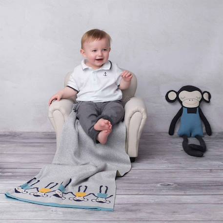 Couverture en coton bio gots Gris, singe 4 - vertbaudet enfant 