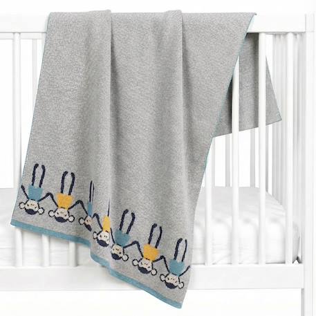 Couverture en coton bio gots Gris, singe 1 - vertbaudet enfant 