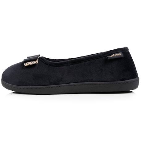 Chaussons ballerines velours semelle ergonomique Noir+Rayure marine 3 - vertbaudet enfant 