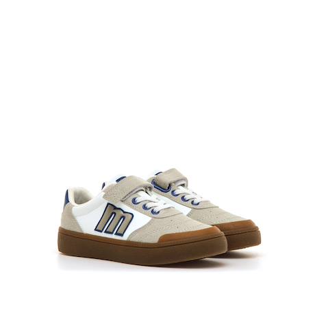 Sneakers garçon synthétique lacets Blanc–bleu+Bleu marine–orange 5 - vertbaudet enfant 