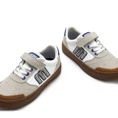 Sneakers garçon synthétique lacets Blanc–bleu+Bleu marine–orange 6 - vertbaudet enfant 