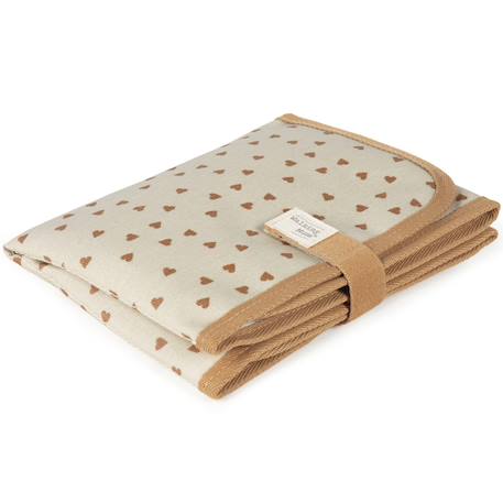 Tapis à langer coeurs poppy cannelle Cannelle, écru+Vert, écru 2 - vertbaudet enfant 