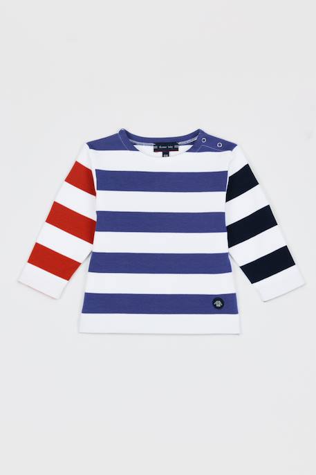 Marinière fantaisie en coton épais bébé Blanc / delhi / icaro / de+Blanc / icaro / marine dee+Blanc/skipper/ketchup/marine d 5 - vertbaudet enfant 