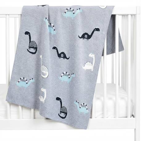 Couverture en coton bio gots Gris, dino 1 - vertbaudet enfant 