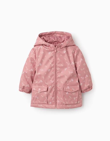 Parka en caoutchouc rembourrée avec capuche Rose 2 - vertbaudet enfant 