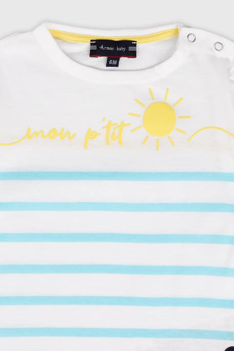Marinière en coton léger petit crabe bébé Blanc/detroit+Blanc/tigerlily+Desert flower/pétunia 2 - vertbaudet enfant 