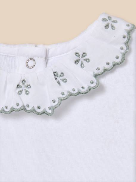 Body col en broderie anglaise - coton biologique Blanc casse 2 - vertbaudet enfant 