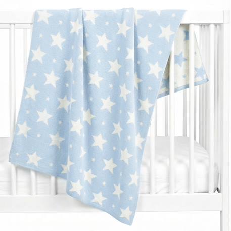 Couverture en coton bio gots Étoiles, bleu 1 - vertbaudet enfant 