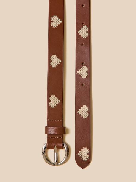 Ceinture brodée en cuir fille Tan 2 - vertbaudet enfant 