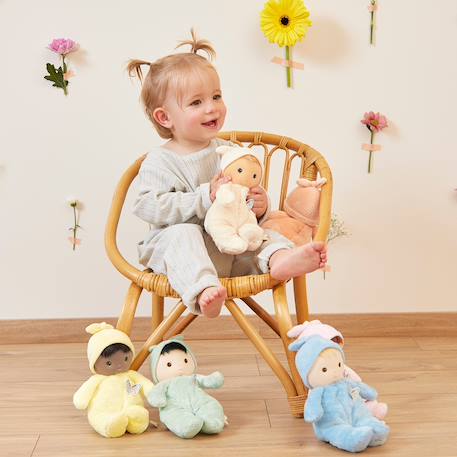 Poupée peluche souple bébé Jaune, marron, bleu+Vert d'eau, écru, bleu 5 - vertbaudet enfant 