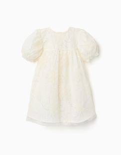 Bébé-Robe, jupe-Robe à manches ballon et fleurs 3d