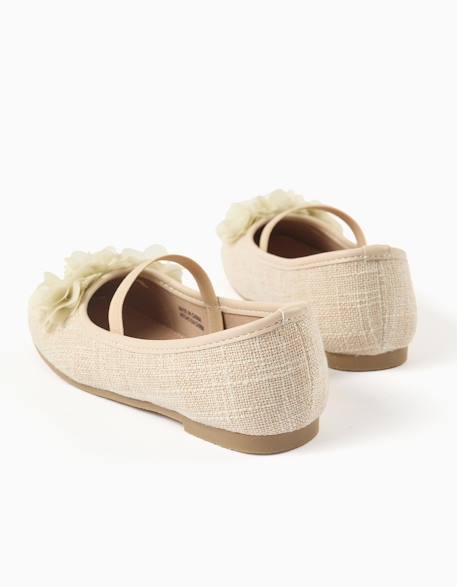 Ballerines en lin avec fleurs Beige 3 - vertbaudet enfant 