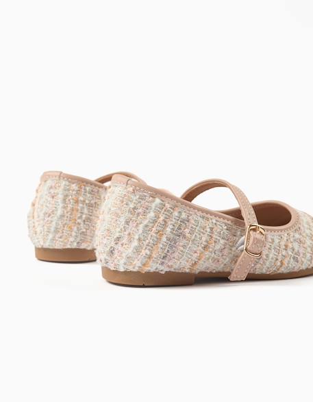 Ballerines en tweed avec bride Rose clair 3 - vertbaudet enfant 