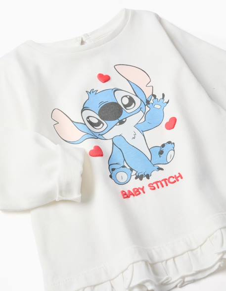 T-shirt en coton avec stitch et volants Blanc 3 - vertbaudet enfant 
