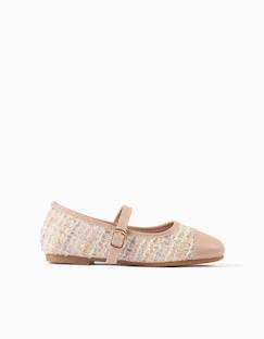 Chaussures-Ballerines en tweed avec bride