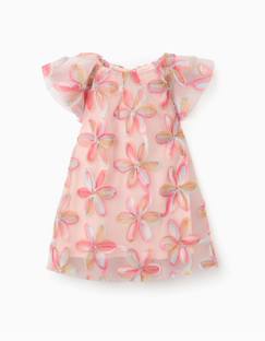 Bébé-Robe, jupe-Robe à manches courtes en tulle avec fleurs 3d