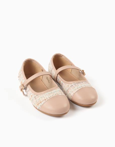 Ballerines en tweed avec bride Rose clair 2 - vertbaudet enfant 
