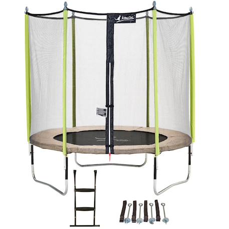 Trampoline jardin ø 250?cm + échelle + kit d'ancrage - jumpi 250 - taupe/vert Taupe 1 - vertbaudet enfant 