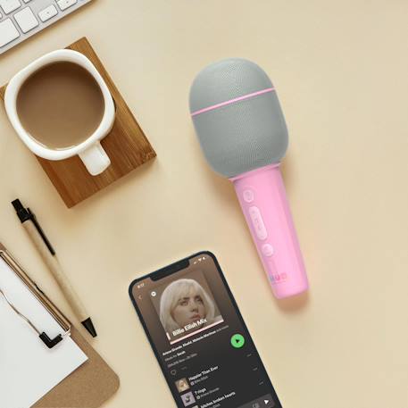 Micro groovy Navy - Micro karaoké bluetooth, effets de voix, mode duo et pochette Bleu navy+Rose 10 - vertbaudet enfant 