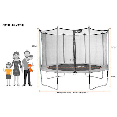 Trampoline jardin ø 360?cm + échelle + kit d'ancrage - jumpi 360 - taupe/vert Taupe 4 - vertbaudet enfant 