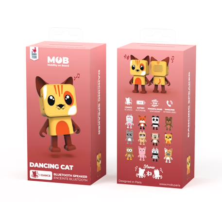 Enceinte Bluetooth Dancing Animal Chat - 3w - MOB Jaune, marron, orange 6 - vertbaudet enfant 