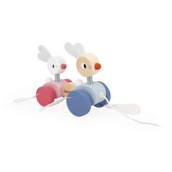 Jouet à tirer en bois - lapins à promener  - vertbaudet enfant