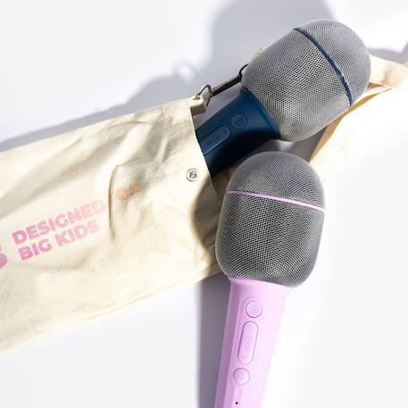 Micro groovy Navy - Micro karaoké bluetooth, effets de voix, mode duo et pochette Bleu navy+Rose 11 - vertbaudet enfant 