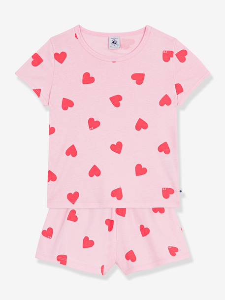Pyjama short fille imprimé coeurs rose 2 - vertbaudet enfant 