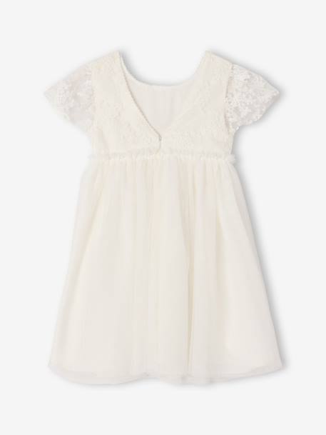 Robe fille dentelle et tulle blanc 3 - vertbaudet enfant 