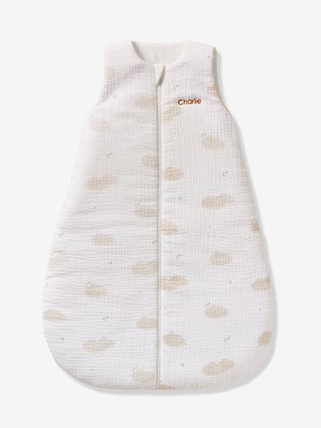 Gigoteuse sans manches ouverture centrale personnalisable DANS LES NUAGES blanc imprimé 3 - vertbaudet enfant 