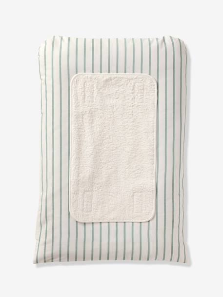 Housse matelas à langer personnalisable beige imprimé+écru / vert feuille+multicolore+vert sauge 17 - vertbaudet enfant 