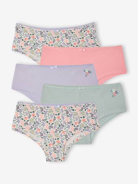 Lot de 5 shorties fille vert sauge 1 - vertbaudet enfant 