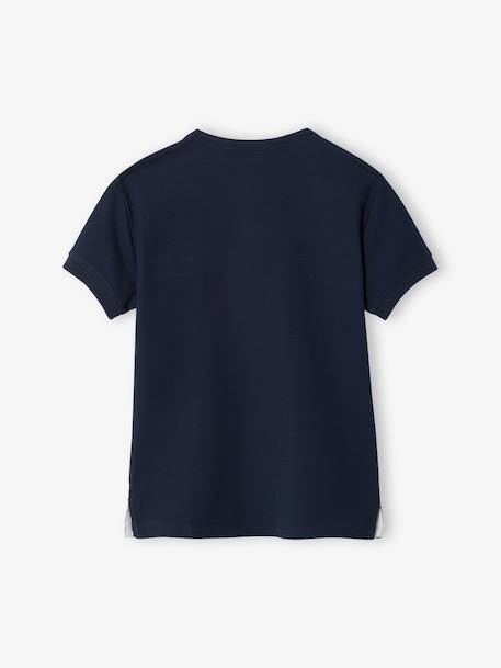 Polo garçon col Mao bleu ciel+écru+marine 18 - vertbaudet enfant 