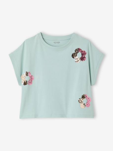 T-shirt fille motifs sequins écru+lilas+vert d'eau 14 - vertbaudet enfant 