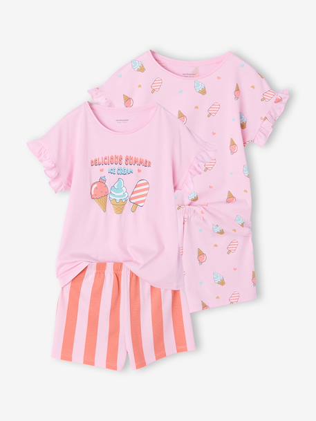 Lot 2 pyjashorts manches courtes fille rose 2 - vertbaudet enfant 