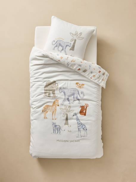 Parure housse de couette et taie d'oreiller MISSION SAFARI en gaze de coton, avec coton recyclé écru 5 - vertbaudet enfant 