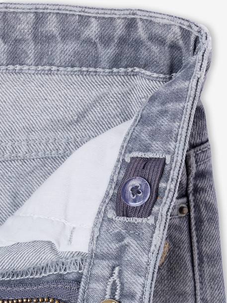Jean fille large bas effiloché denim bleached+gris+stone 17 - vertbaudet enfant 