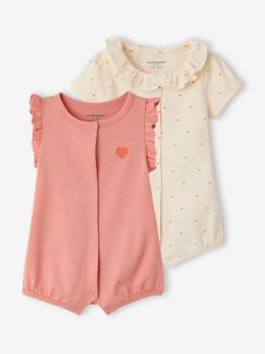 Bébé-Pyjama, surpyjama-Lot 2 combishort bébé fille coton bio