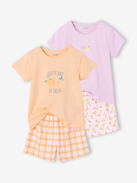 Lot de 2 pyjashorts fille en coton jaune pâle 1 - vertbaudet enfant 