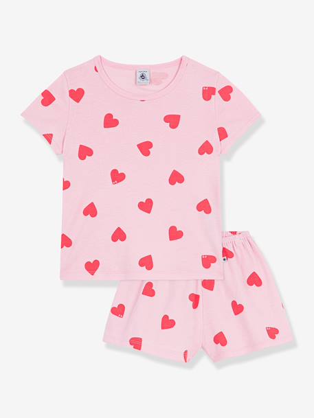 Pyjama short fille imprimé coeurs rose 1 - vertbaudet enfant 