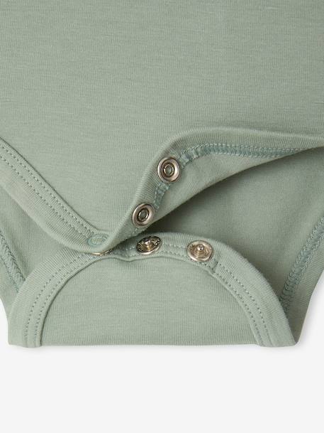Lot de 2 bodies bébé naissance col fantaisie manches courtes corail+vert sauge 12 - vertbaudet enfant 