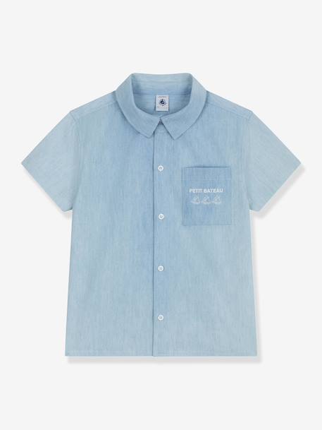 Chemise garçon chambray à manches courtes bleu clair 1 - vertbaudet enfant 