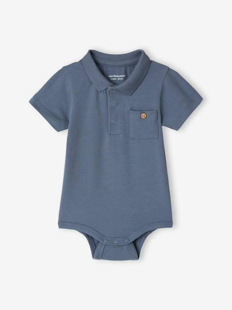 Lot de 2 bodies bébé naissance ouverture polo bleu ciel+écru 10 - vertbaudet enfant 