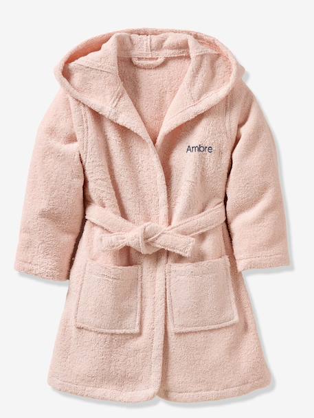 Peignoir enfant LAPIN coton recyclé personnalisable rose poudré 3 - vertbaudet enfant 